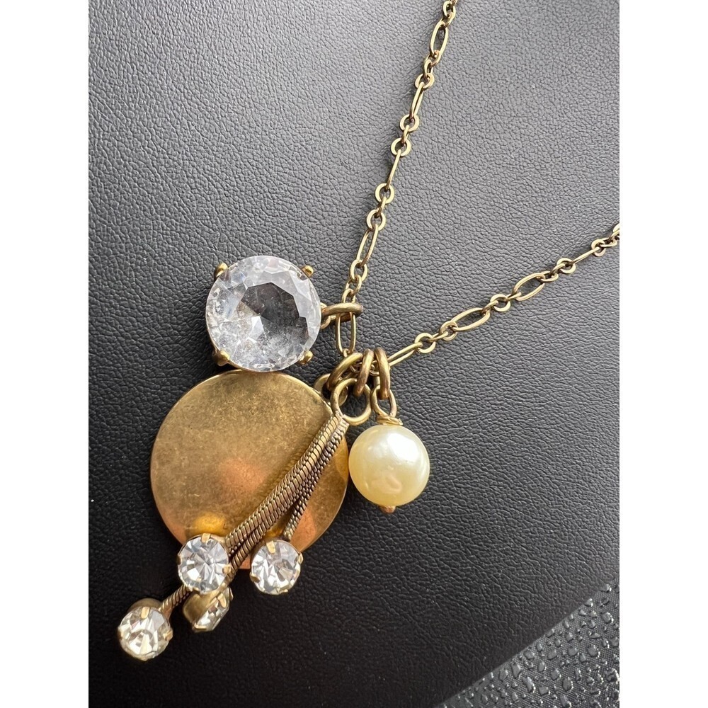 J. Crew Gold-Tone Multi-Charm Necklace with Crystal & Pearl Accents